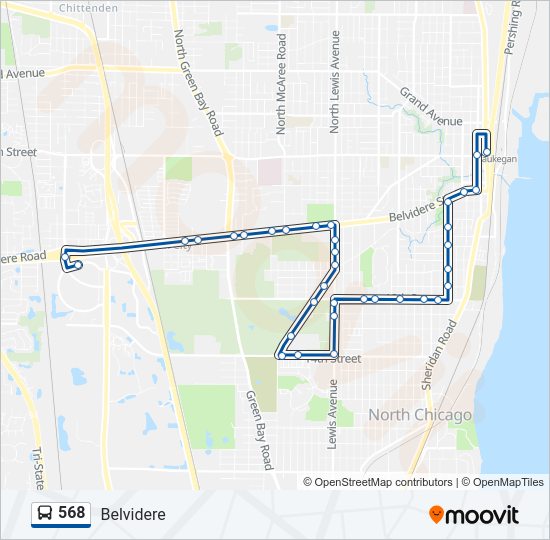 568 bus Line Map