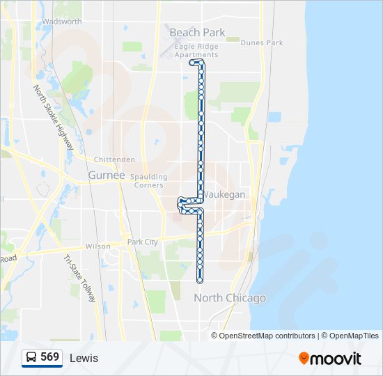 Mapa de 569 de autobús