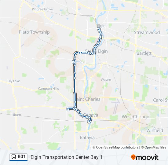 801 bus Line Map