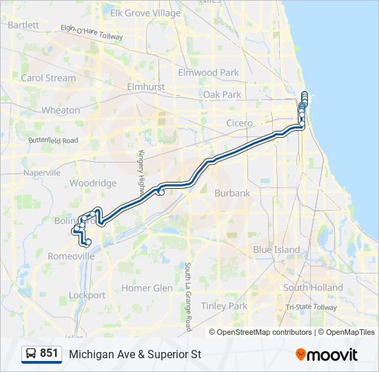 851 bus Line Map