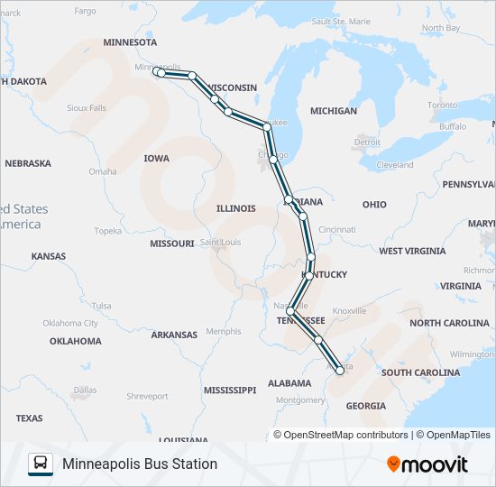 GREYHOUND US0101 Bus Line Map