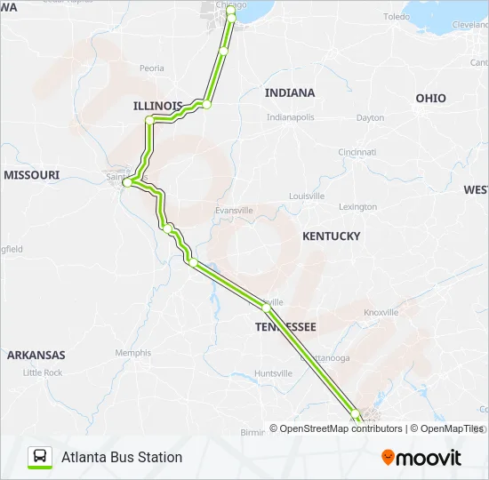 FLIXBUS N2521 Bus Line Map