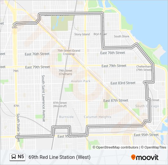 N5 Bus Line Map