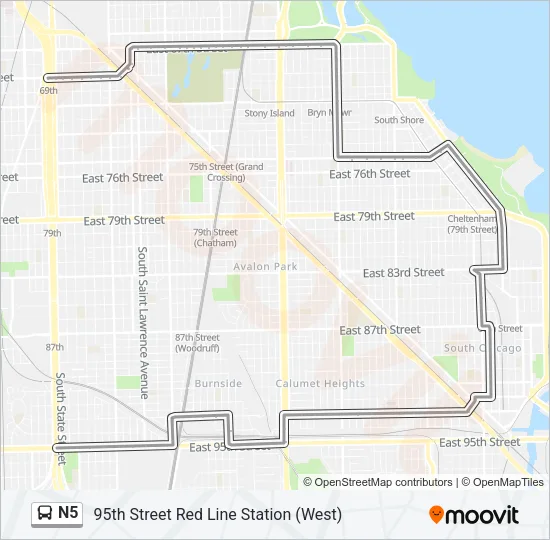 N5 Bus Line Map