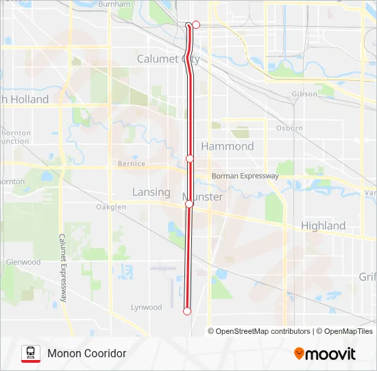 Monon Line Map MONON COORIDOR Route: Schedules, Stops & Maps - Hammond Gateway (Updated)