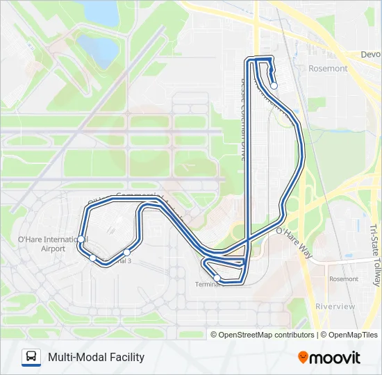 PARKING F, RENTAL CARS & MULTI-MODAL FACILITY Bus Line Map