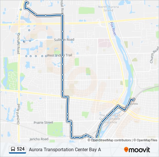 524 bus Line Map