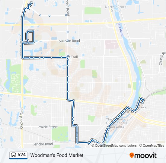 524 bus Line Map