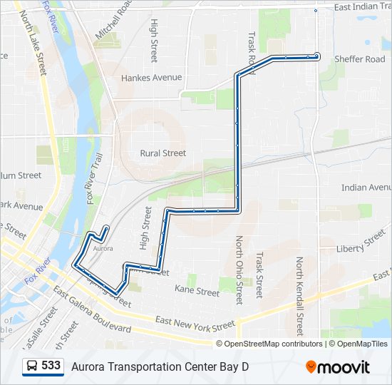 Mapa de 533 de autobús