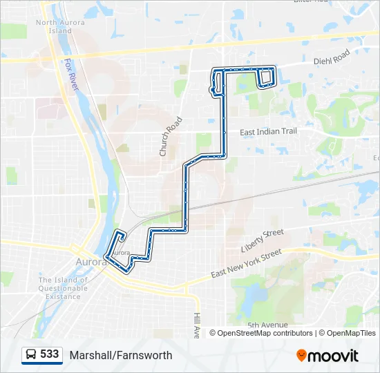 533 Bus Line Map