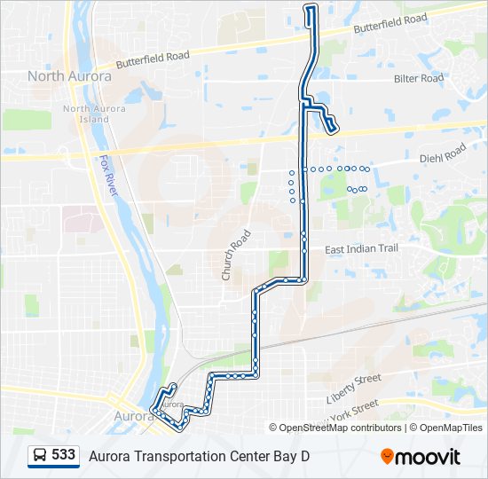 Mapa de 533 de autobús