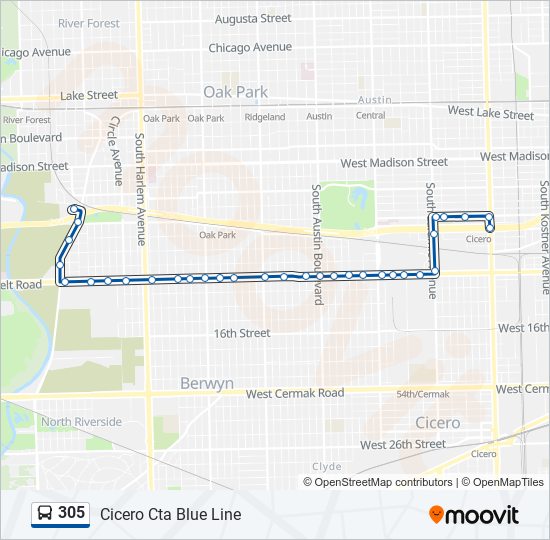 305 bus Line Map