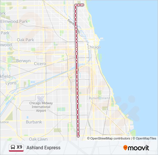 X9 Bus Line Map