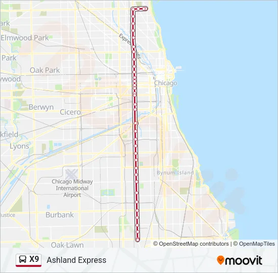 X9 Bus Line Map
