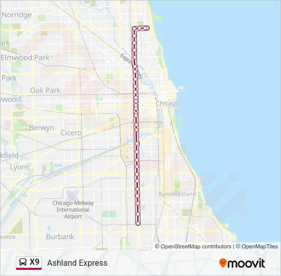 X9 Bus Line Map