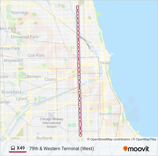 X49 Bus Line Map