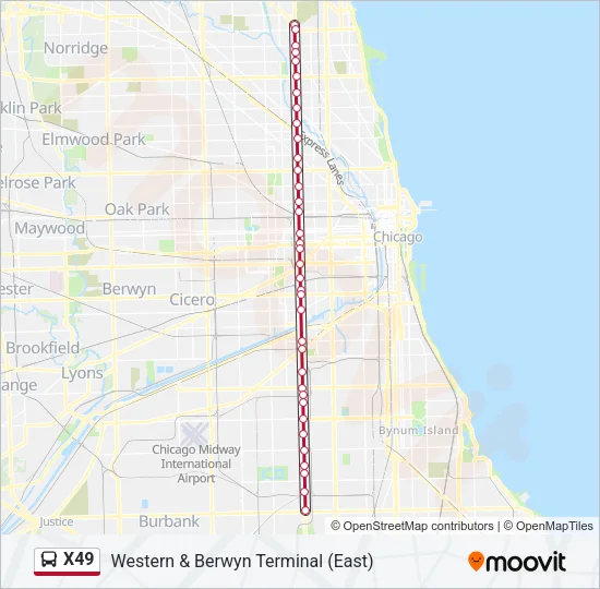 X49 Bus Line Map
