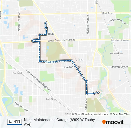 Mapa de 411 de autobús