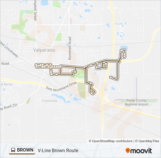 BROWN bus Line Map