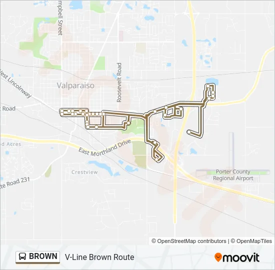 BROWN Bus Line Map