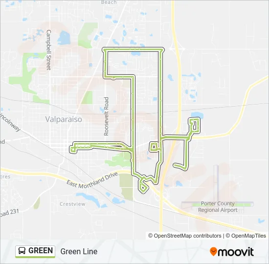 GREEN Bus Line Map