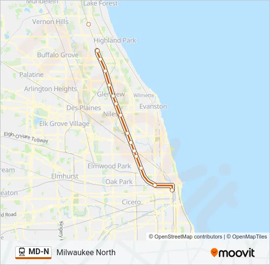 MD-N Train Line Map
