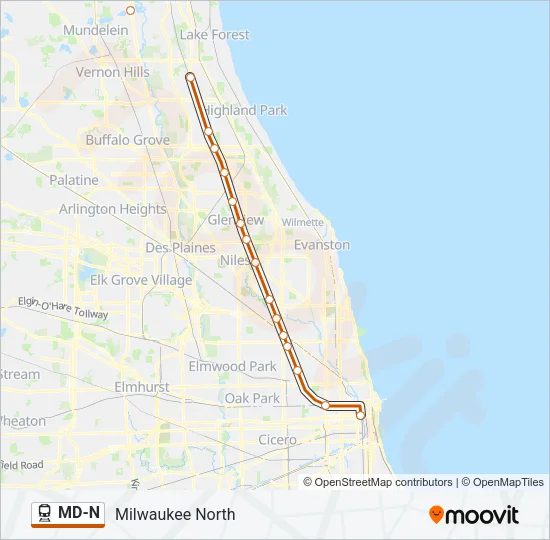 MD-N Train Line Map