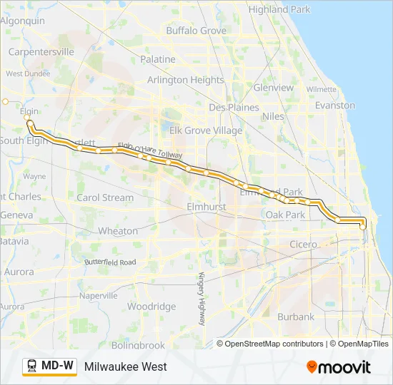 MD-W Train Line Map