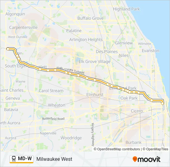 MD-W Train Line Map