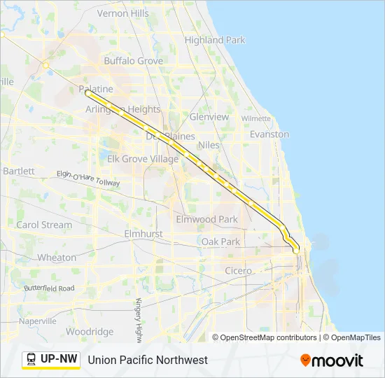 UP-NW Train Line Map