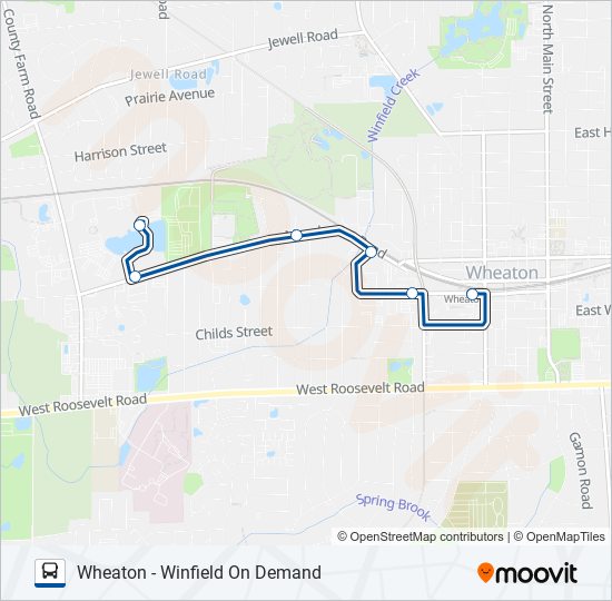 WHEATON - WINFIELD ON DEMAND bus Line Map