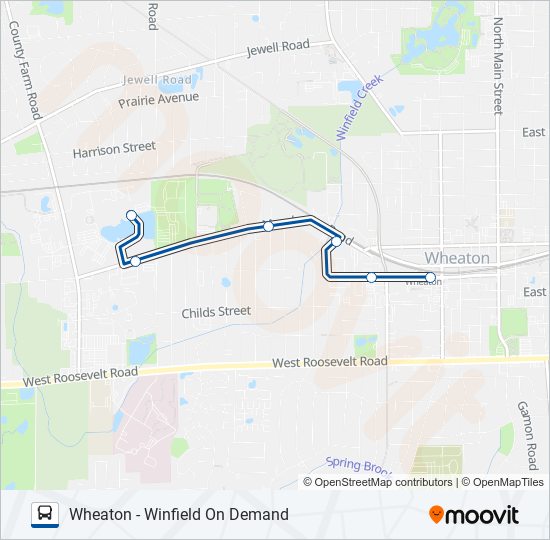 WHEATON - WINFIELD ON DEMAND bus Line Map