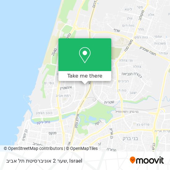 Карта שער 2 אוניברסיטת תל אביב