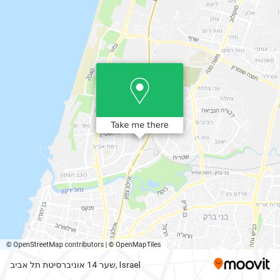 שער 14 אוניברסיטת תל אביב map