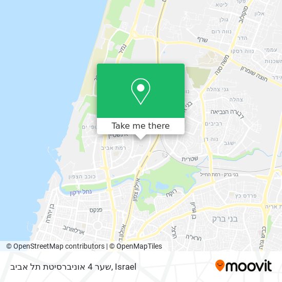 Карта שער 4 אוניברסיטת תל אביב