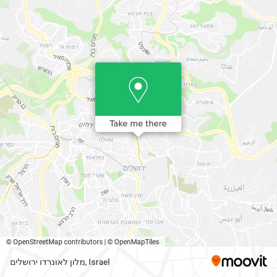 Карта מלון לאונרדו ירושלים