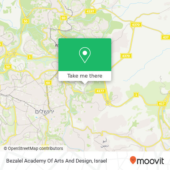 Bezalel Academy Of Arts And Design map