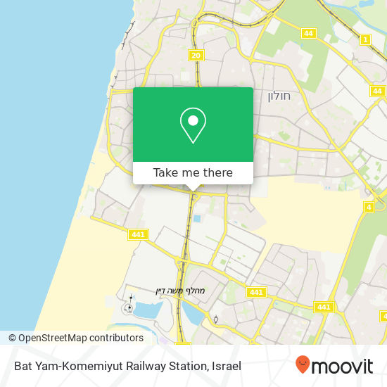 Bat Yam-Komemiyut Railway Station map