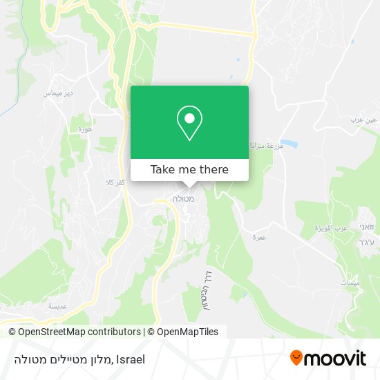 מלון מטיילים מטולה map