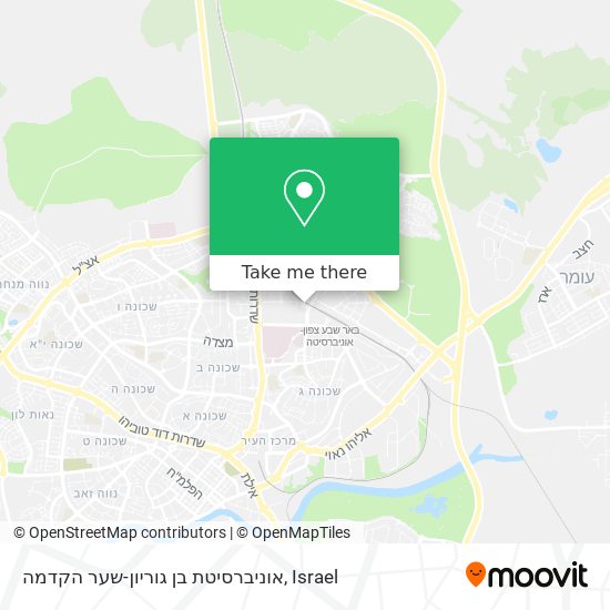 Карта אוניברסיטת בן גוריון-שער הקדמה