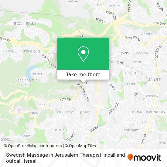 Swedish Massage in Jerusalem Therapist, incall and outcall map