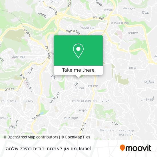 Карта מוזיאון לאמנות יהודית בהיכל שלמה