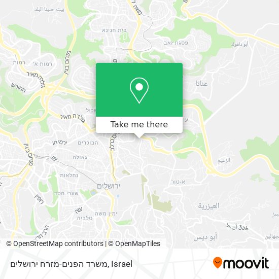 Карта משרד הפנים-מזרח ירושלים