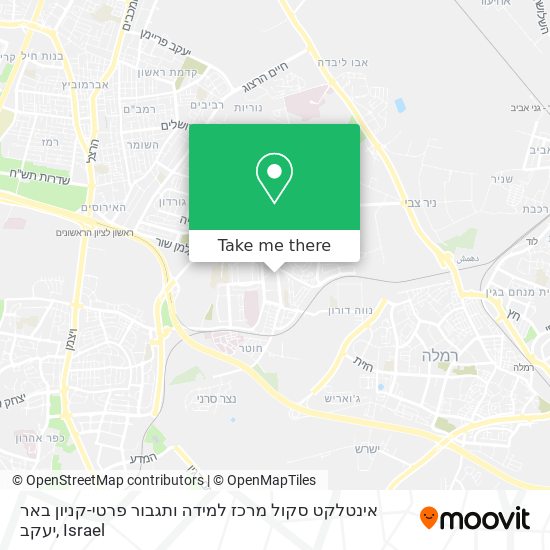 אינטלקט סקול מרכז למידה ותגבור פרטי-קניון באר יעקב map