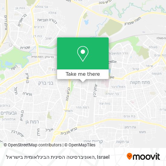 Карта האוניברסיטה הסינית הבינלאומית בישראל
