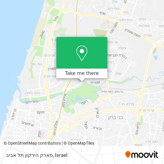 Карта פארק הירקון תל אביב