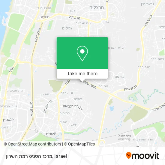 Карта מרכז הטניס רמת השרון