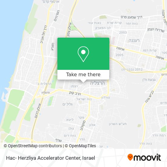 Hac- Herzliya Accelerator Center map