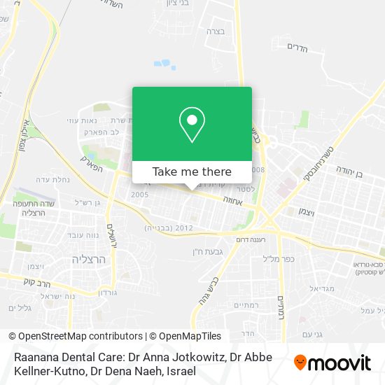 Raanana Dental Care: Dr Anna Jotkowitz, Dr Abbe Kellner-Kutno, Dr Dena Naeh map