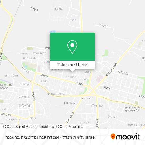 ליאת מנדל - אננדה יוגה ומדיטציה ברעננה map